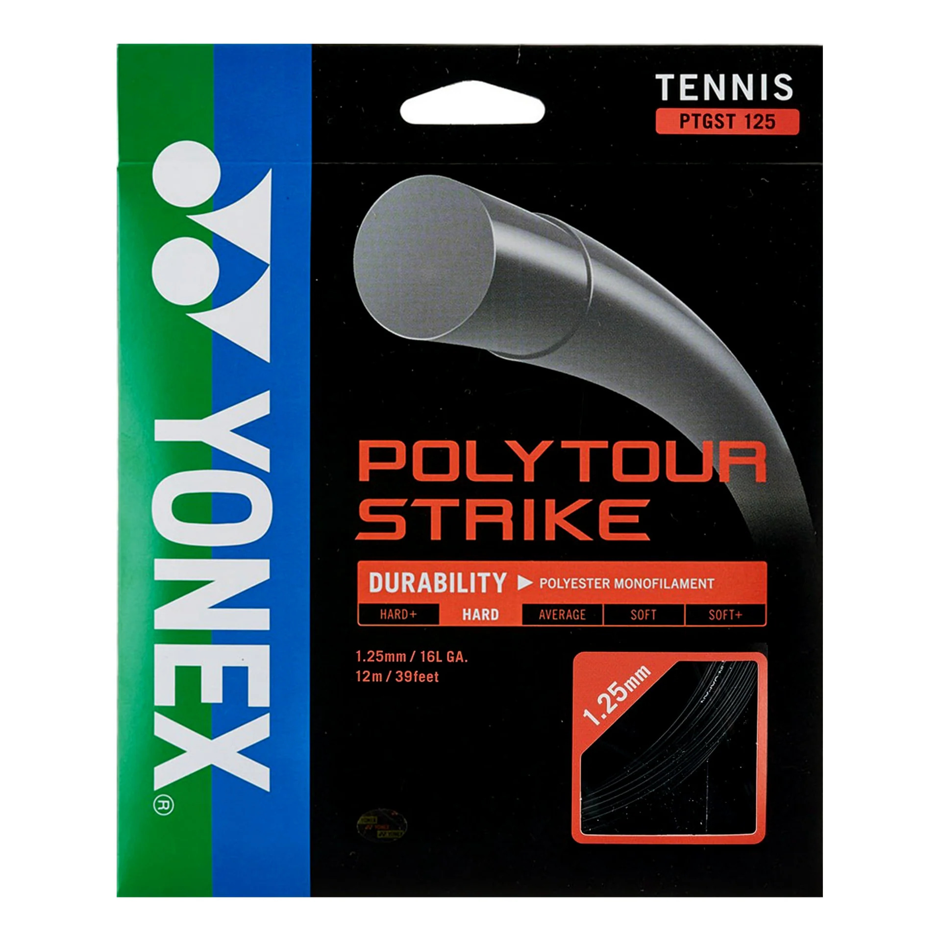 3678 Set Cuerda Tenis Poly Tour Strike 1.25/16 Negro - Imagen 1