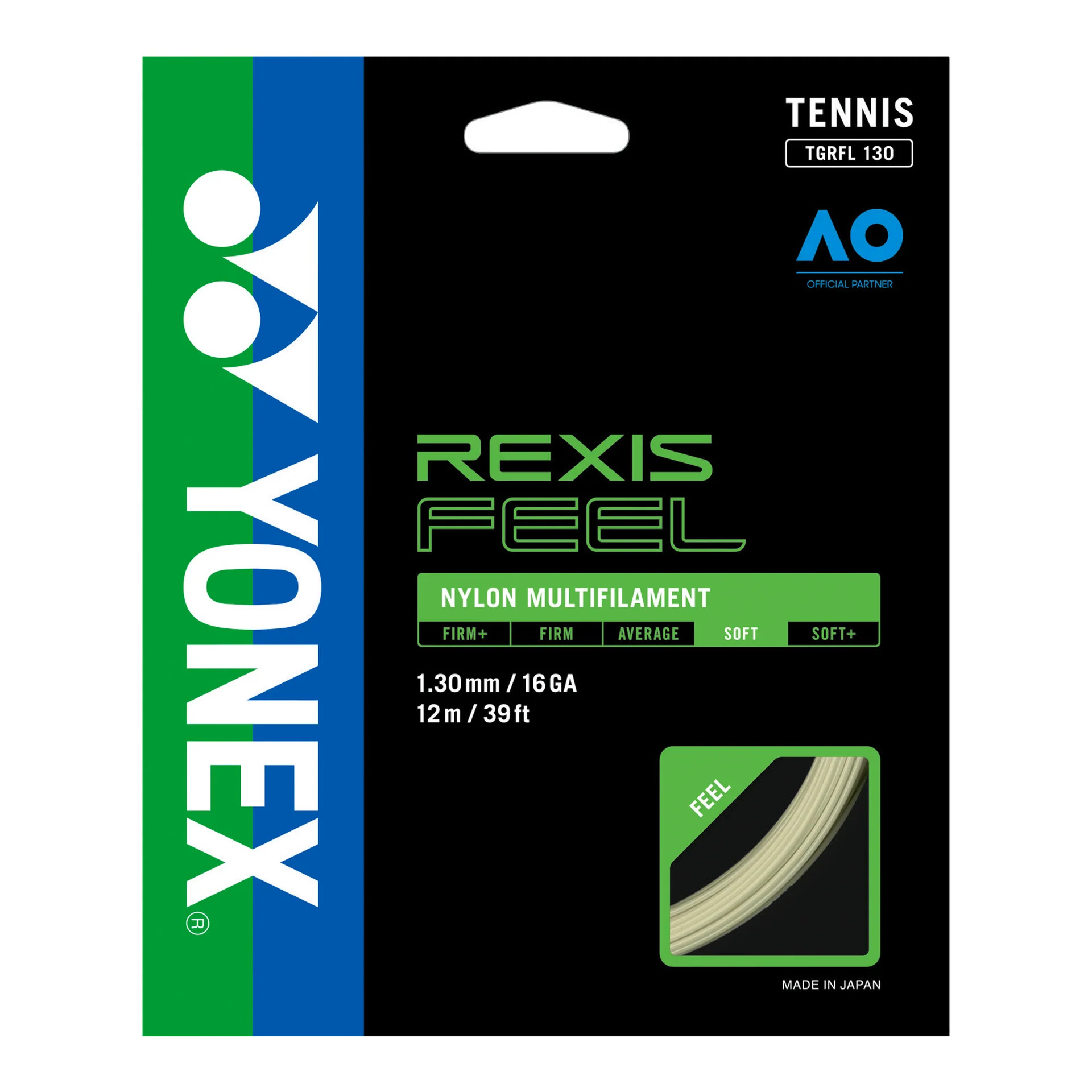 9598 Set Cuerda Tenis Rexis Feel 1.30/16 Blanco - Imagen 1
